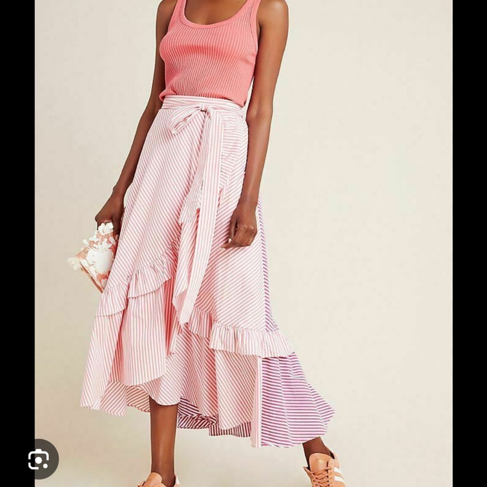 Anthropologie Maeve striped ruffle penny skirt